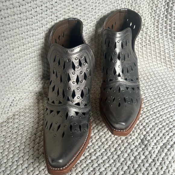 Ariat Silver Dixon Studded Ankle Booties with Western Flair - Picture 2 of 5